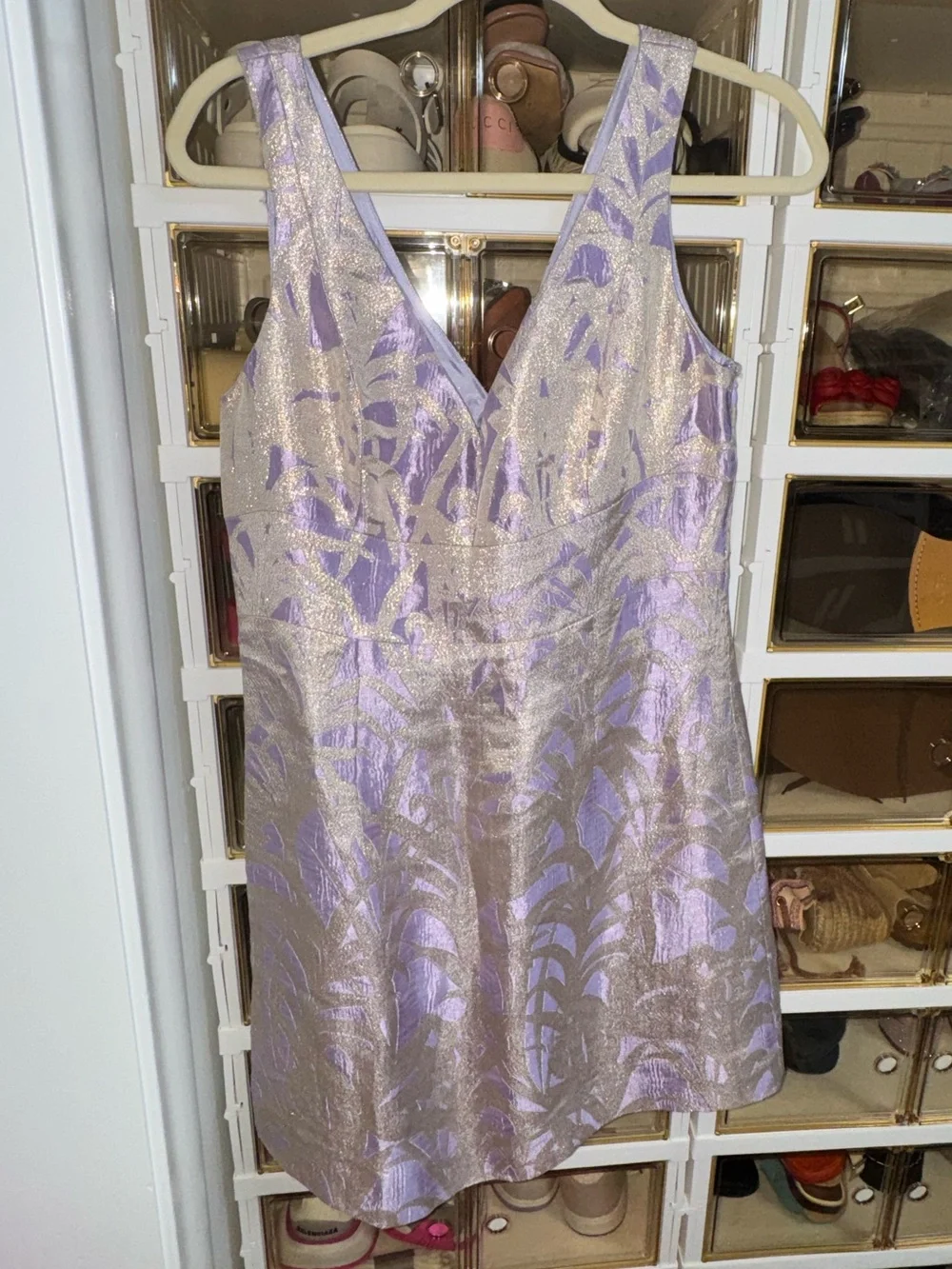 kate spade Lavender and Silver Jacquard Sleeveless Dress